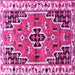 Square Machine Washable Persian Pink Traditional Rug, wshtr1108pnk