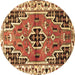 Round Persian Brown Traditional Rug, tr1108brn