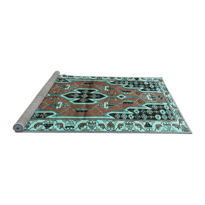 Sideview of Machine Washable Persian Light Blue Traditional Rug, wshtr1108lblu