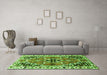 Machine Washable Persian Green Traditional Area Rugs in a Living Room,, wshtr1108grn