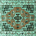 Square Persian Turquoise Traditional Rug, tr1108turq