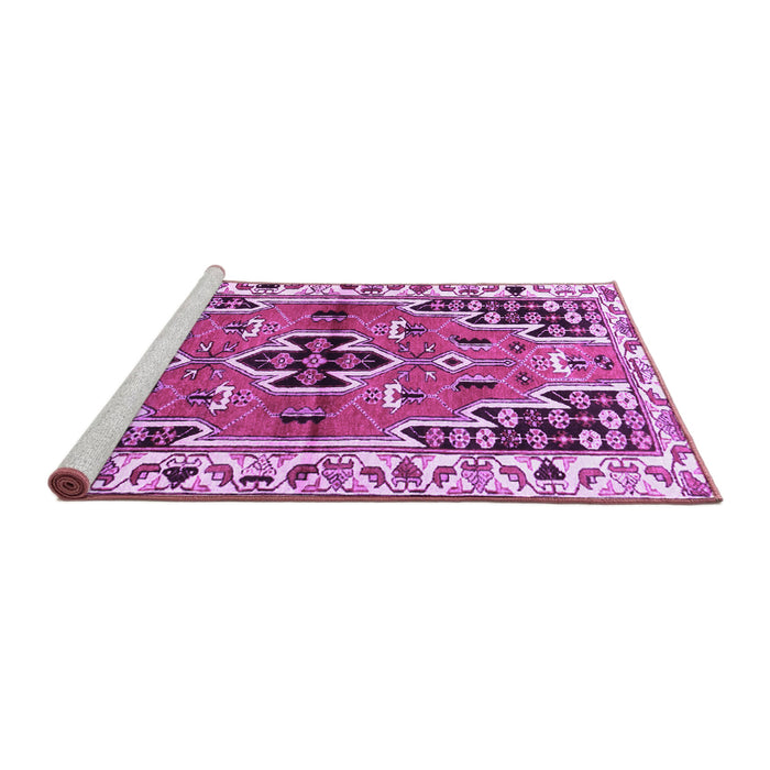 Sideview of Machine Washable Persian Purple Traditional Area Rugs, wshtr1108pur