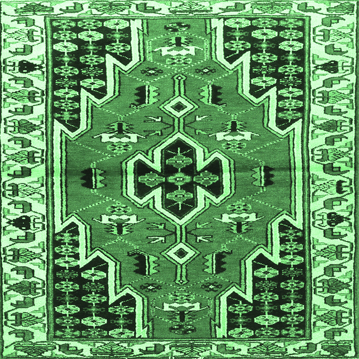 Square Machine Washable Persian Emerald Green Traditional Area Rugs, wshtr1108emgrn