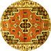 Round Persian Yellow Traditional Rug, tr1108yw