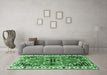 Machine Washable Persian Emerald Green Traditional Area Rugs in a Living Room,, wshtr1108emgrn