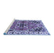 Sideview of Machine Washable Persian Blue Traditional Rug, wshtr1108blu