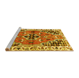 Sideview of Machine Washable Persian Yellow Traditional Rug, wshtr1108yw