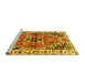 Sideview of Machine Washable Persian Yellow Traditional Rug, wshtr1108yw