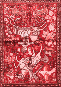 Animal Red Traditional Rug, tr1109red