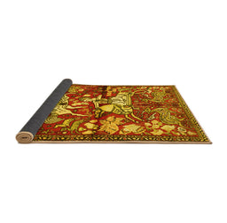 Sideview of Animal Yellow Traditional Rug, tr1109yw