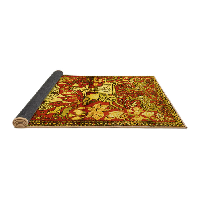 Sideview of Animal Yellow Traditional Rug, tr1109yw