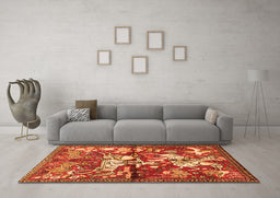 Machine Washable Animal Orange Traditional Area Rugs in a Living Room, wshtr1109org