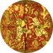 Round Animal Yellow Traditional Rug, tr1109yw