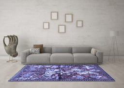 Machine Washable Animal Blue Traditional Rug in a Living Room, wshtr1109blu