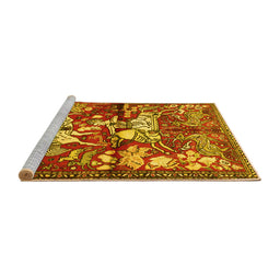 Sideview of Machine Washable Animal Yellow Traditional Rug, wshtr1109yw