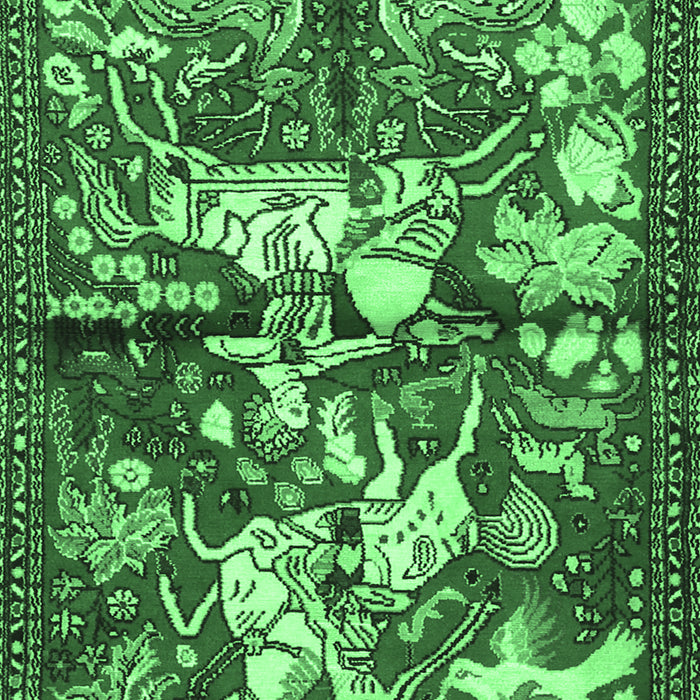 Machine Washable Animal Emerald Green Traditional Area Rugs, wshtr1109emgrn