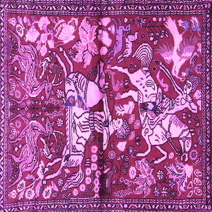 Square Machine Washable Animal Purple Traditional Area Rugs, wshtr1109pur