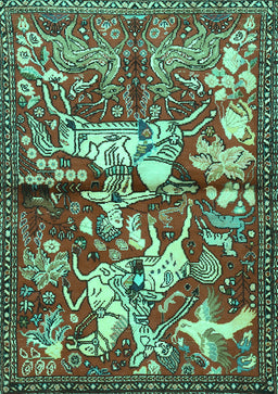 Animal Turquoise Traditional Rug, tr1109turq