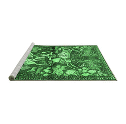 Sideview of Machine Washable Animal Emerald Green Traditional Area Rugs, wshtr1109emgrn