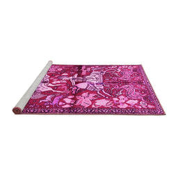 Sideview of Machine Washable Animal Pink Traditional Rug, wshtr1109pnk