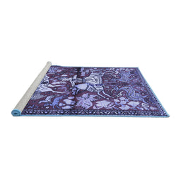 Sideview of Machine Washable Animal Blue Traditional Rug, wshtr1109blu