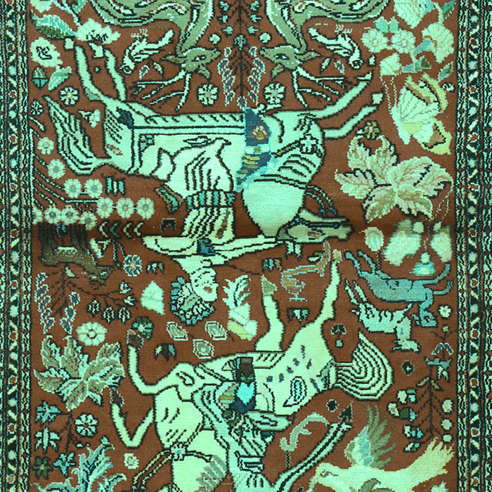 Machine Washable Animal Turquoise Traditional Area Rugs, wshtr1109turq