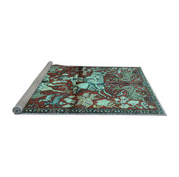 Sideview of Machine Washable Animal Light Blue Traditional Rug, wshtr1109lblu