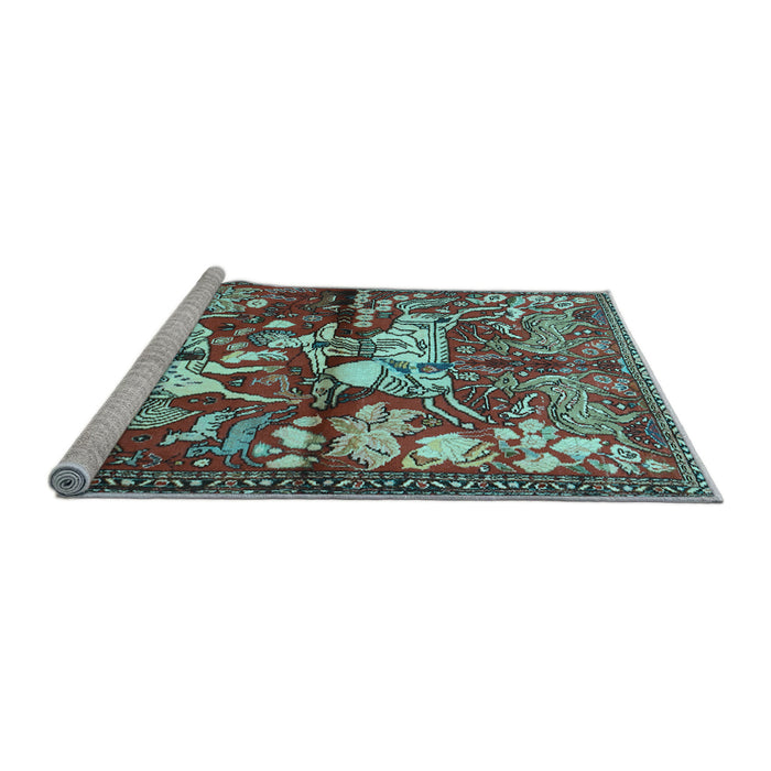 Sideview of Machine Washable Animal Light Blue Traditional Rug, wshtr1109lblu