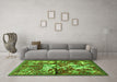 Machine Washable Animal Green Traditional Area Rugs in a Living Room,, wshtr1109grn