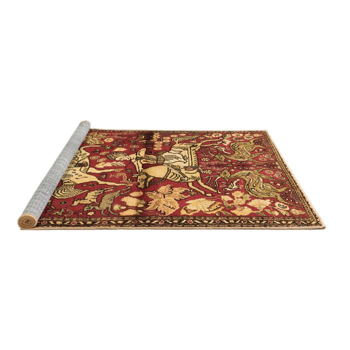 Sideview of Machine Washable Animal Brown Traditional Rug, wshtr1109brn