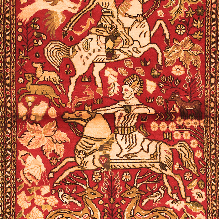 Serging Thickness of Machine Washable Animal Orange Traditional Area Rugs, wshtr1109org