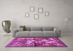 Machine Washable Animal Purple Traditional Area Rugs in a Living Room, wshtr1109pur
