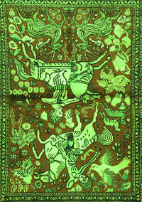 Animal Green Traditional Rug, tr1109grn