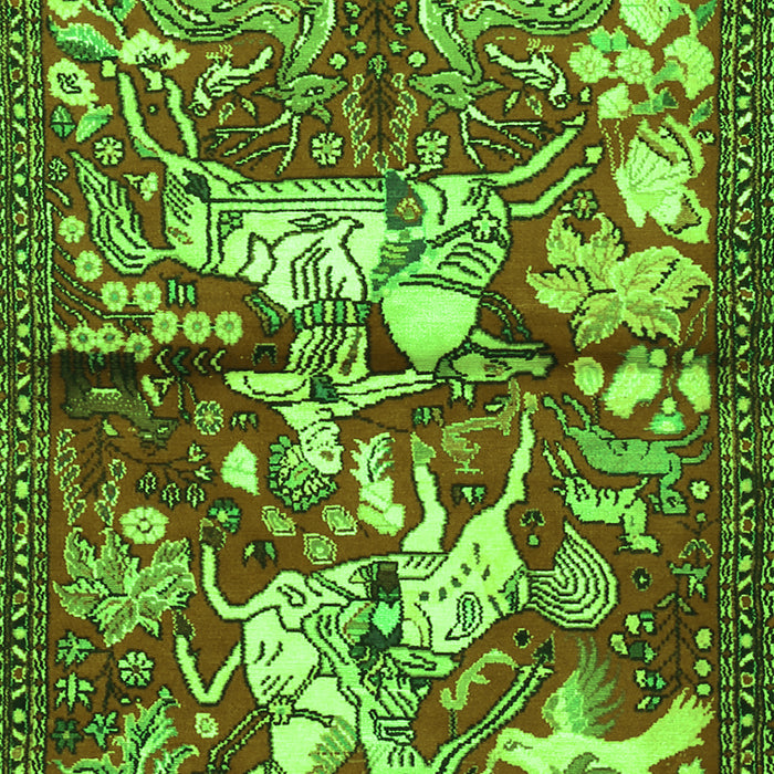Serging Thickness of Machine Washable Animal Green Traditional Area Rugs, wshtr1109grn
