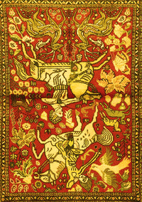 Animal Yellow Traditional Rug, tr1109yw