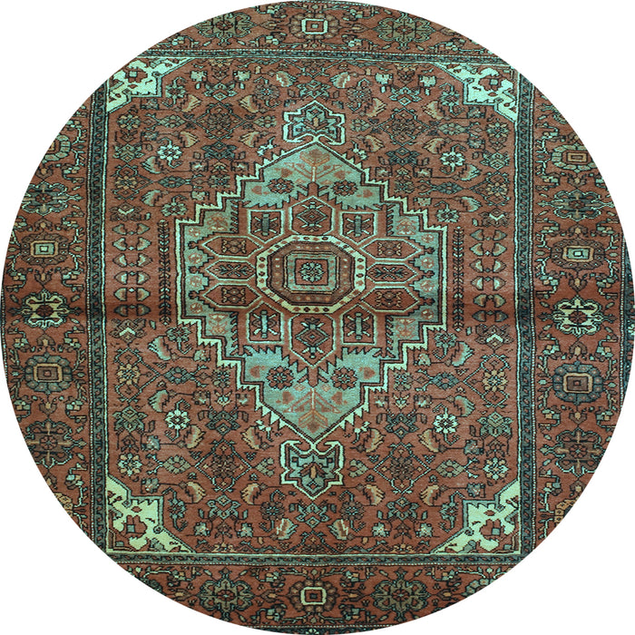 Round Machine Washable Persian Light Blue Traditional Rug, wshtr110lblu