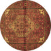 Round Machine Washable Persian Brown Traditional Rug, wshtr110brn