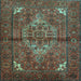 Square Machine Washable Persian Light Blue Traditional Rug, wshtr110lblu