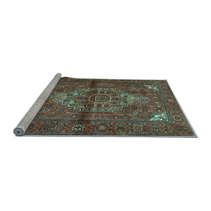 Sideview of Machine Washable Persian Light Blue Traditional Rug, wshtr110lblu