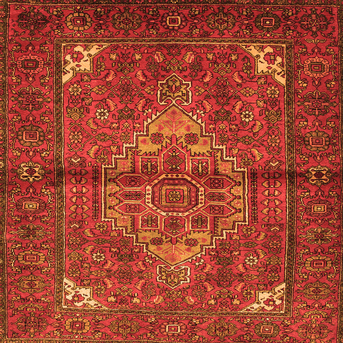 Round Machine Washable Persian Orange Traditional Area Rugs, wshtr110org