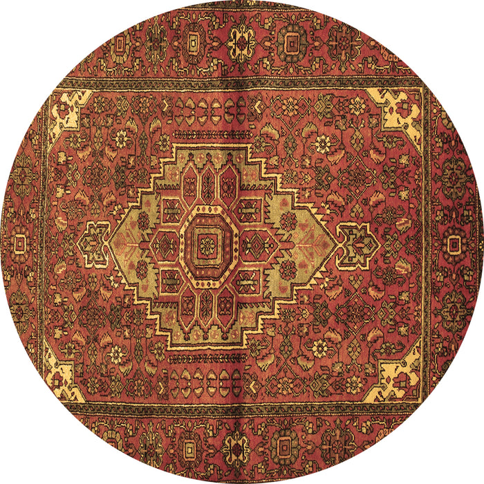 Round Persian Brown Traditional Rug, tr110brn