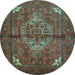 Round Persian Light Blue Traditional Rug, tr110lblu