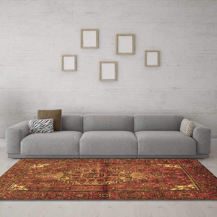 Machine Washable Persian Brown Traditional Rug in a Living Room,, wshtr110brn