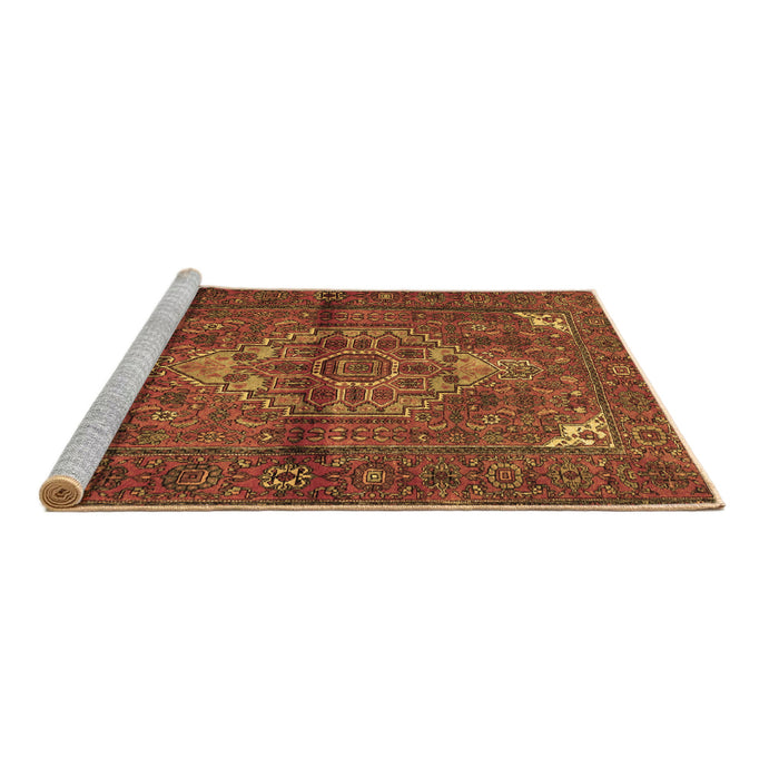 Sideview of Machine Washable Persian Brown Traditional Rug, wshtr110brn