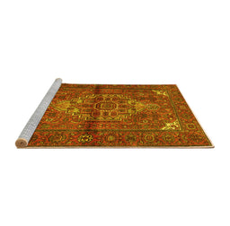 Sideview of Machine Washable Persian Yellow Traditional Rug, wshtr110yw