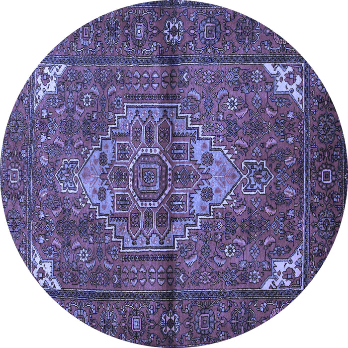Round Machine Washable Persian Blue Traditional Rug, wshtr110blu