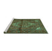 Sideview of Machine Washable Persian Turquoise Traditional Area Rugs, wshtr110turq