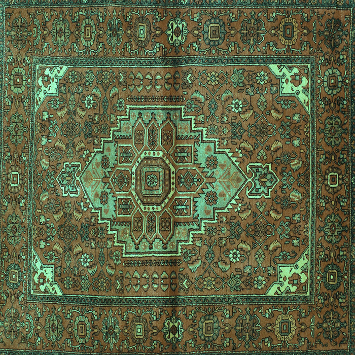 Square Machine Washable Persian Turquoise Traditional Area Rugs, wshtr110turq