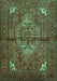 Machine Washable Persian Turquoise Traditional Area Rugs, wshtr110turq