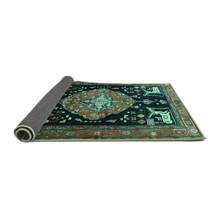 Sideview of Animal Turquoise Traditional Rug, tr1110turq